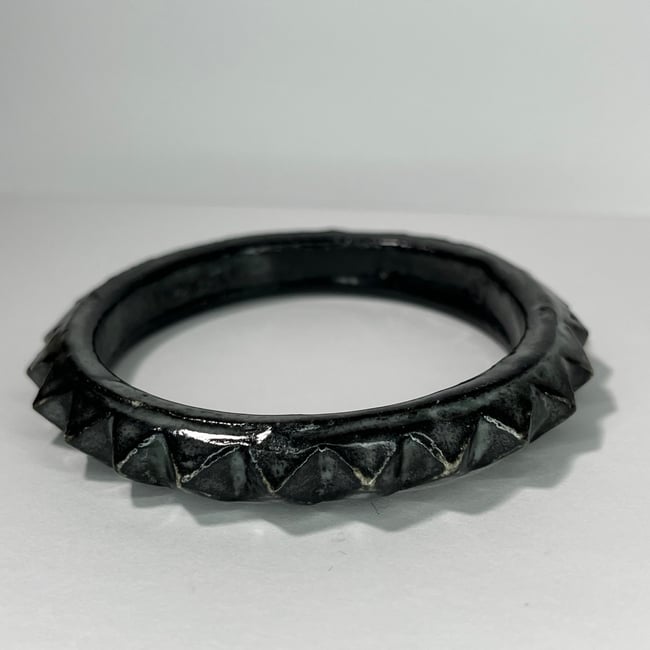 Cloudy Black Studded Bracelet - 7.40 in Inner Diameter