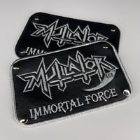 Image 2 of Mutilator - Immortal Force Embroidery On Faux Leather Patch With 4 Studs Attached