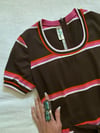70s surfer girl knit stripe tee dress