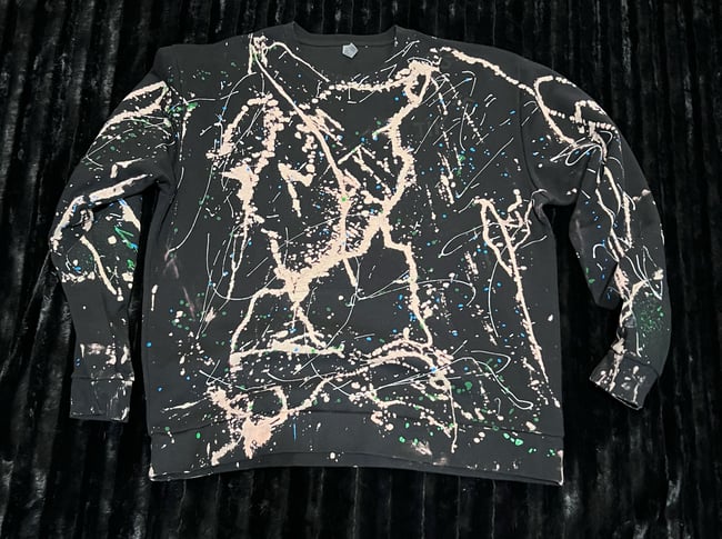 Do It In Reverse Splater Paint Pocket Sweatshirt (Blue/Green/Silver)