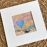 Image 2 of Mini Collage ~ Cornflower Blue Heart, Lavender, Blue & Gold ~ 4x4 Inch Mat 