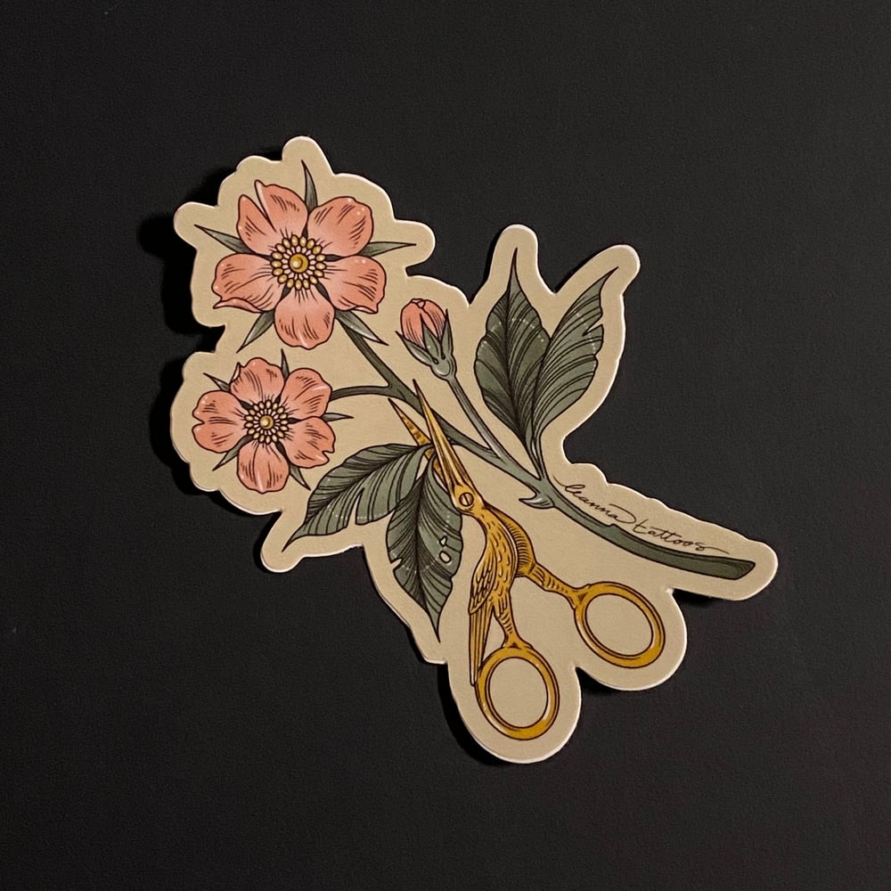 Image of Crane Scissors Sticker