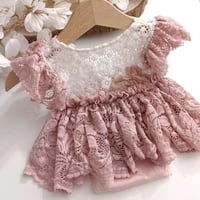 Image 1 of Newborn girls body-dress |Tamia | dusty pink | off white