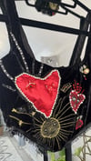 Handmade Heavy Embellished Heart Valentines Velvet Corset