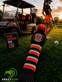 Image 3 of The Bengals custom Golf Club Cover hand knit orange black gift
