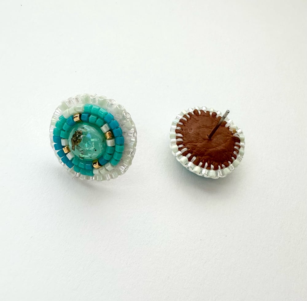 Image of Beaded Turquoise stud Earrings