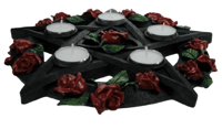 Image 3 of Pentagram Rose Tealight Holder 29.5cm Red, Resin