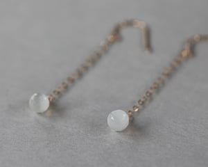 Image of 9ct Gold, long chain Moonstone drop earrings