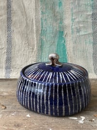 Image 2 of Blue striped butter dish