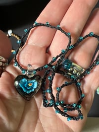 Image 2 of Crochet with Lampwork Heart Necklace