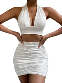 Image 2 of Women Deep V Neck & Skirt Two-piece Set