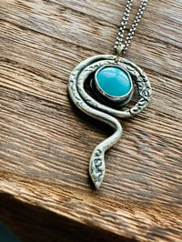 Image 22 of Kingman turquoise serpent talisman necklace