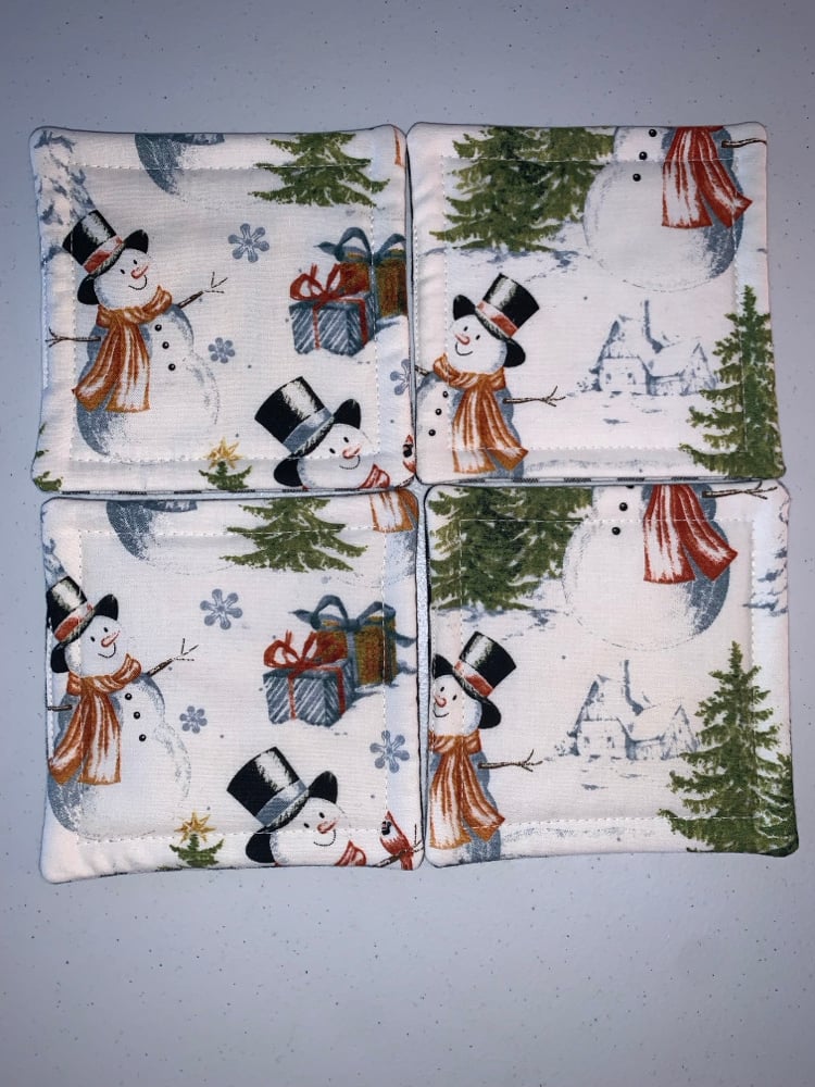 Image of Snowman & Gingham Coaster (Set of 4)☃️
