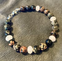 Image 4 of Mexican Red Snowflake Obsodian and Faceted Rose Quartz - Size 7.5