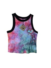 Image 2 of L Ladies Fitted Knit Contrast Tank in Candy Watercolor Ice Dye