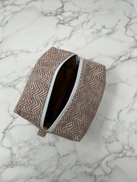 Image 5 of Handmade Brown Herringbone Boxy Pouch