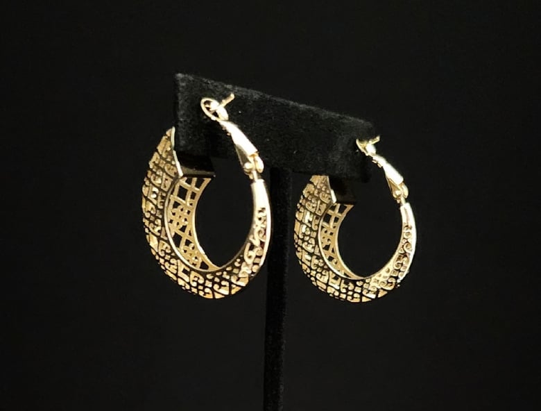 Image of Gold Fancy Design Pierced Hoops