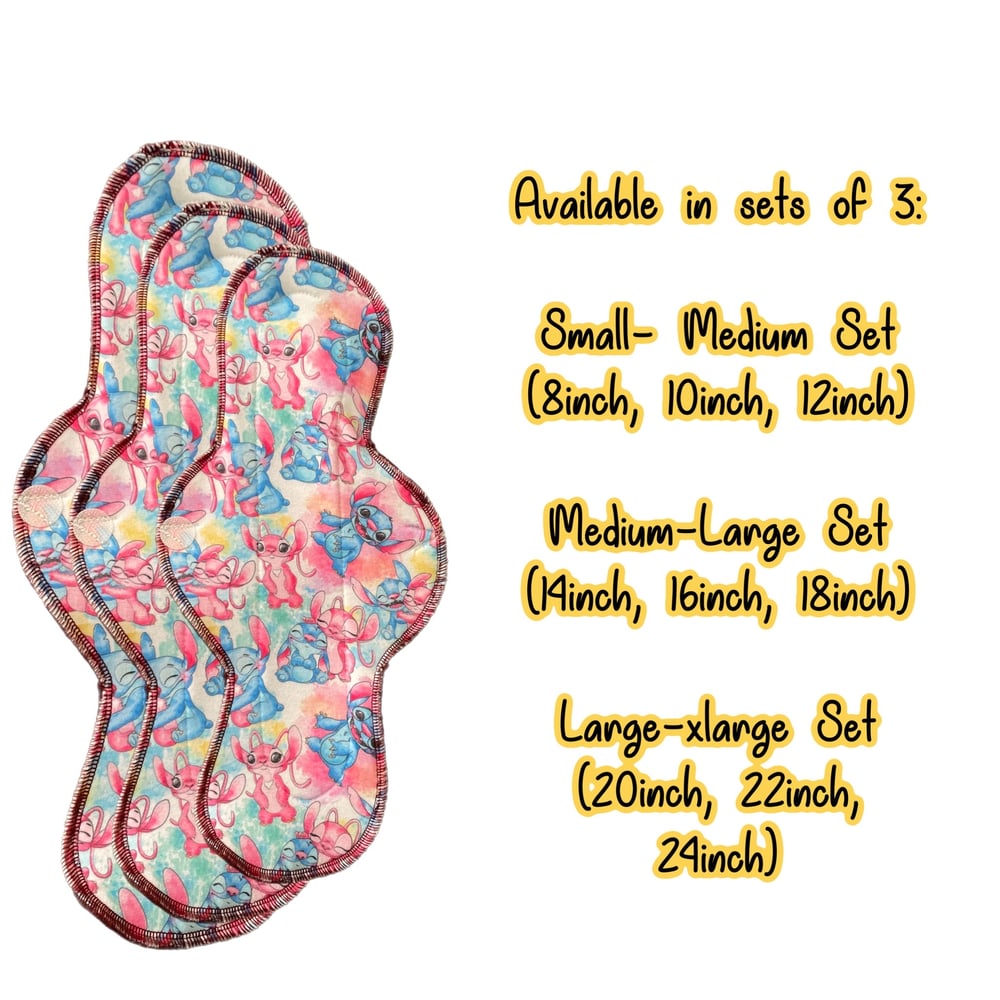 Image of Pink & Blue Stitch Reusable Clothpad Set