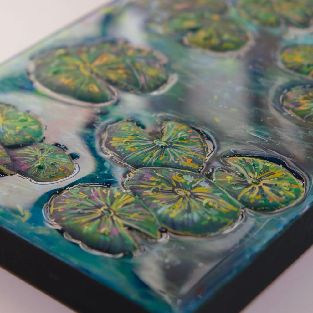 Image of 🪷 LILY POND STUDY ✧ Original 3D Mixed Media Painting
