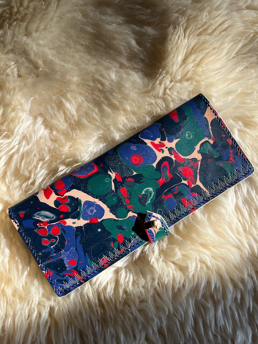 Image of Red/Blue/Green Marbled Long Wallet