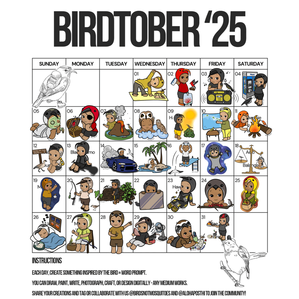 Image of Pāpale Pēpē Birdtober Sticker