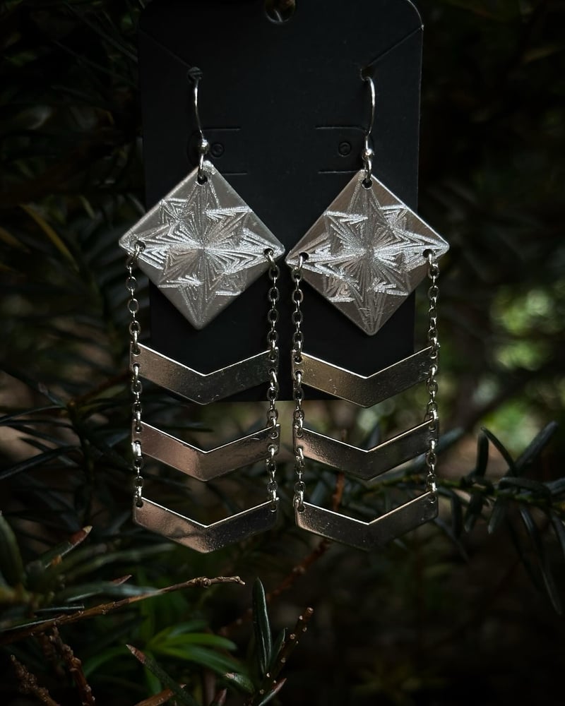 Image of Hand Engraved Earrings with Wrapped Specimens