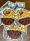 Half Clear/ Half Color Kaboom sticker 