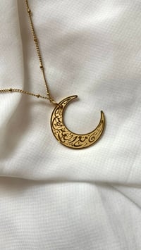 Image 1 of With Hardship Comes Ease – Arabic Moon Pendant Necklace