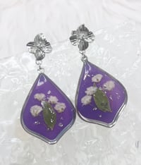 Image 1 of PURPLE FLORAL DANGLES