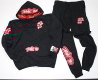 “THANK YOU FOR BEING PATIENT”  BLK & RD set with SATIN lined hood