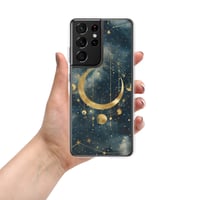 Image 18 of Blue and Gold Celestial Moons Design Clear Case for Samsung®