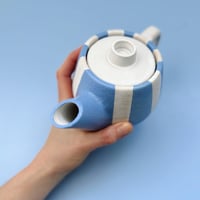 Image 3 of Circus teapot / baby blue & white