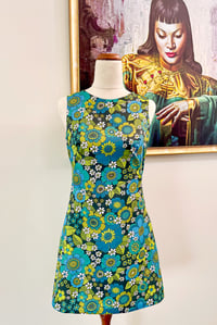 Image 4 of Yesterday Mini dress in Flower power print in Blue/ green 