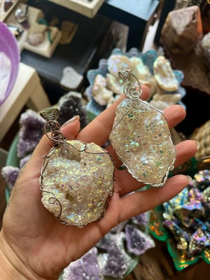 Image of Angel aura geode necklace 