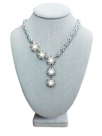 Image 1 of Asymmetrical Chainmaille + Crystal Snowflake Necklace