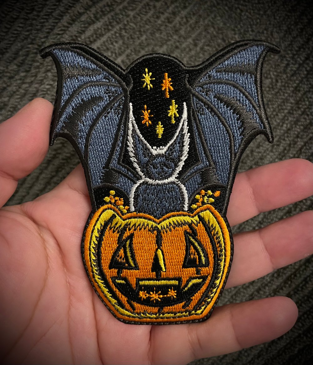 Pumpkin Bat Iron On Patch