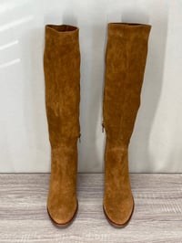 Image 4 of ANTONIO MILANI brown cognac suede wedge heel boots