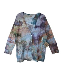 Image 2 of ♻️ UPCYCLED XL Lightweight 100% Cotton Cardigan in Muted Ice Dye