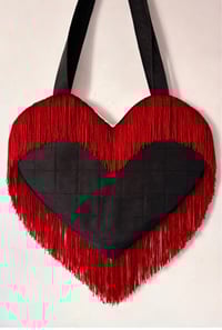 Image 5 of The Custom Fringe Heart Bag – Quilted Statement Tote 🖤❤️🩷💜