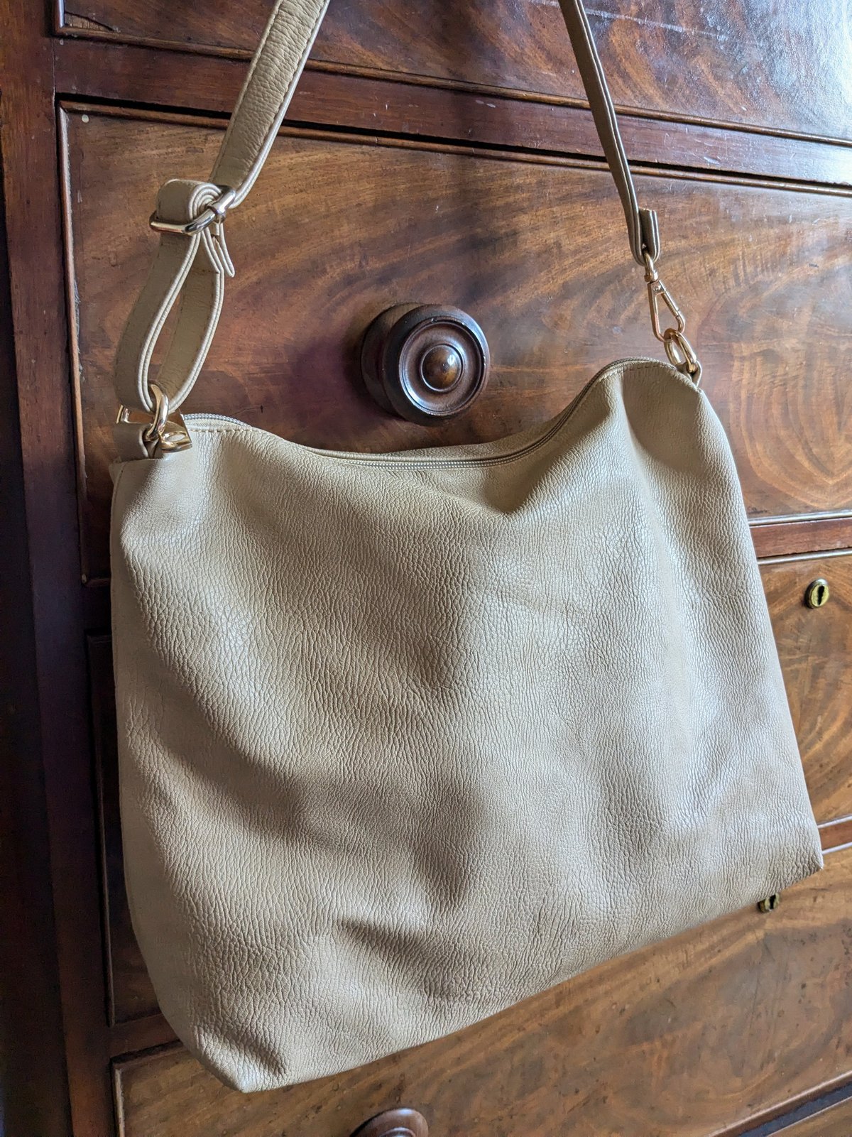 Image of Upcycled Beige Swan Lake Shoulder Bag