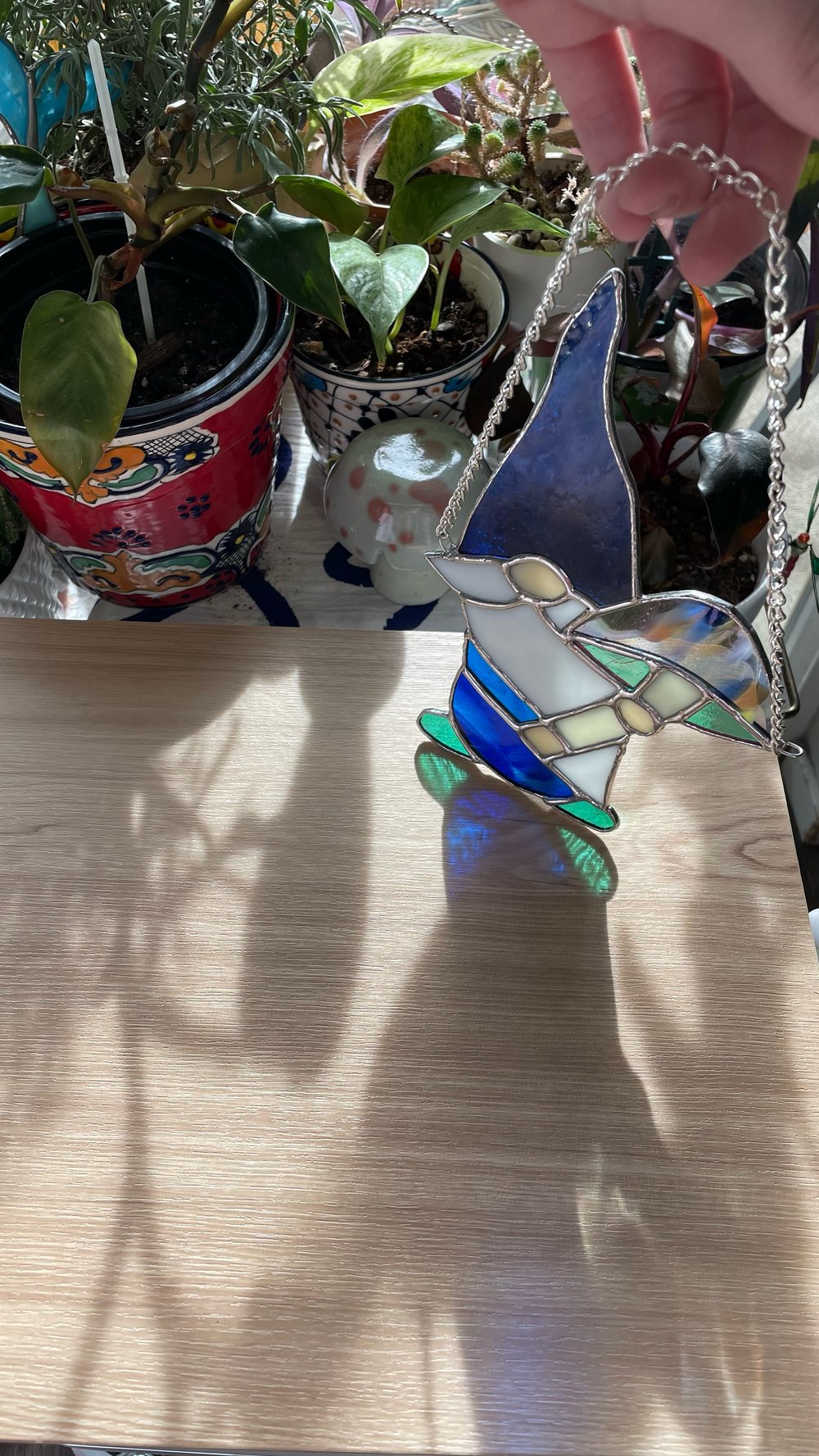 Image of Blue Gnome with Rainbow Mushie