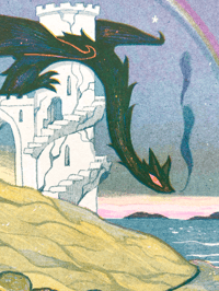 Image 2 of black rainbow dragon a4 print 
