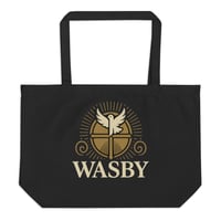 Image 1 of WASBY® Large Organic Cotton Christian Tote Bag | Bold Faithwear Statement Carryall