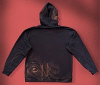Image 2 of “FRANKENSTEIN” CUSTOM BLEACH PAINTED ZIP UP HOODIE LARGE