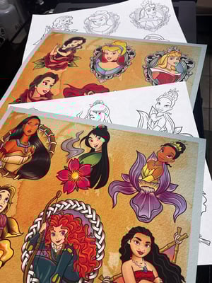 Image of Disney Princess Set A & B (4 sheets) 11x14 w/ Lines