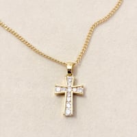 Image 1 of White Stone Cross Necklace 