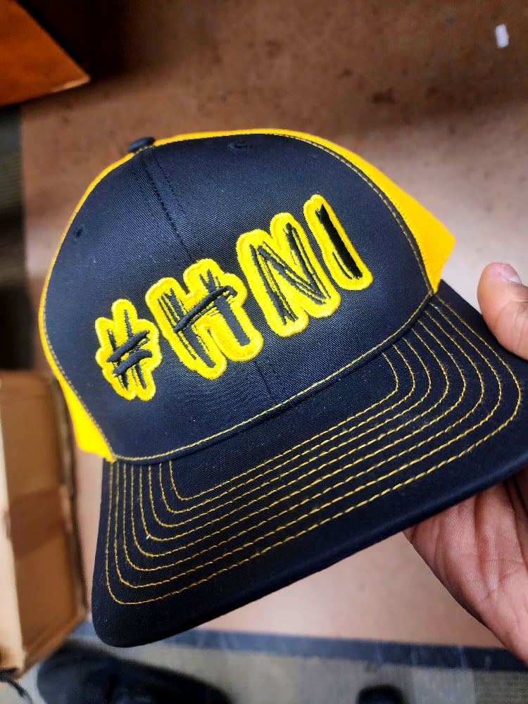 Image of Blk & Yellow "HardNOTImpossible" Trucker Snapbacks