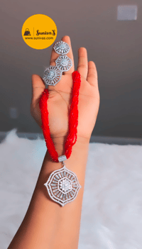 Image 1 of Ikshya_Short Hydropotey Necklace Set in Red