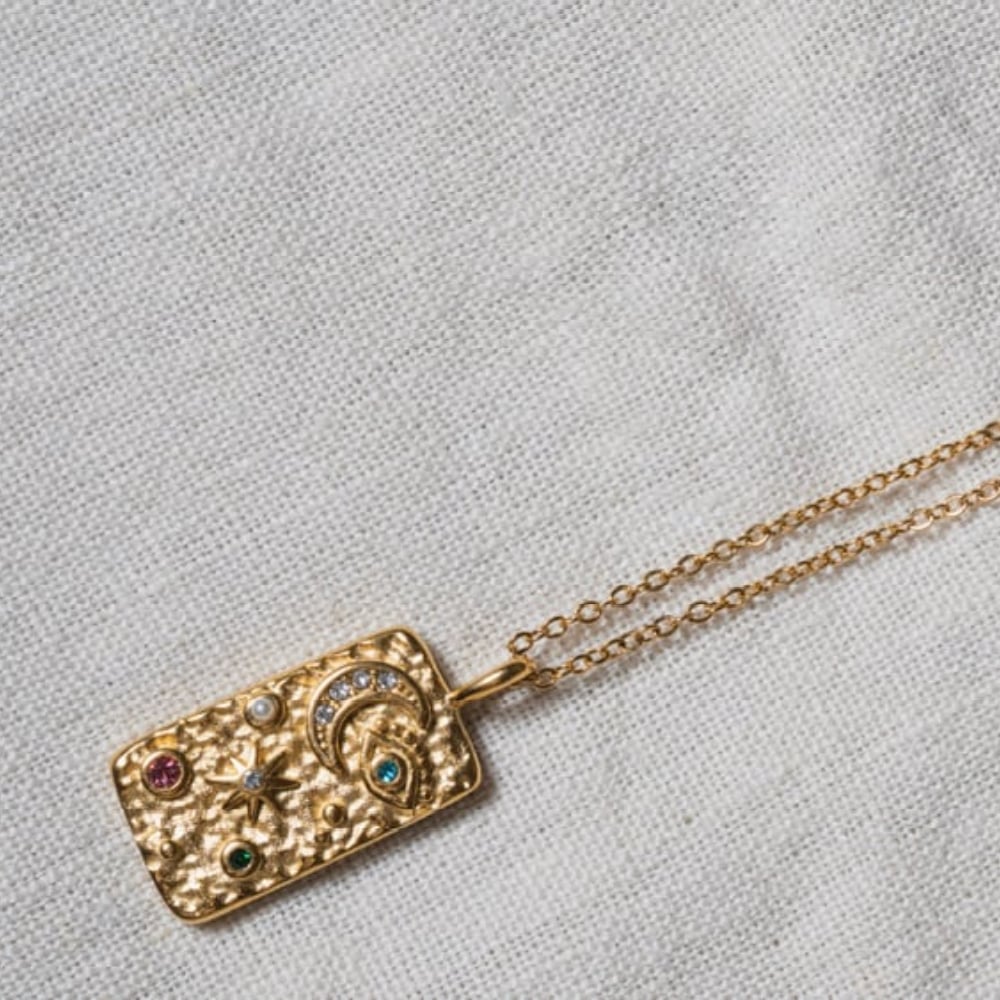 Image of ESTRELLA 18ct Gold Plated Celestial pendant necklace 