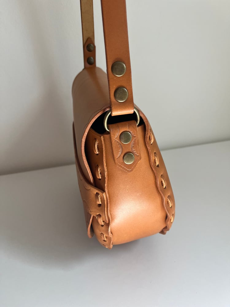 Image of Tan Vachetta Crossbody Saddle Bag